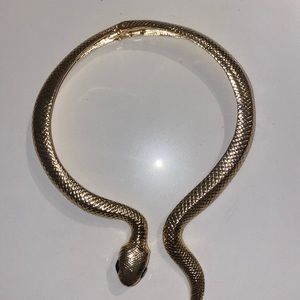 Women's Curved Alloy Cuff Snake Choker Necklace